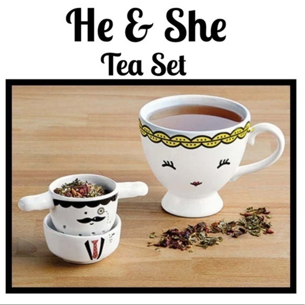 Tea couple porcelain tea set cute funny novelty gift new in box - Picture 10 of 10